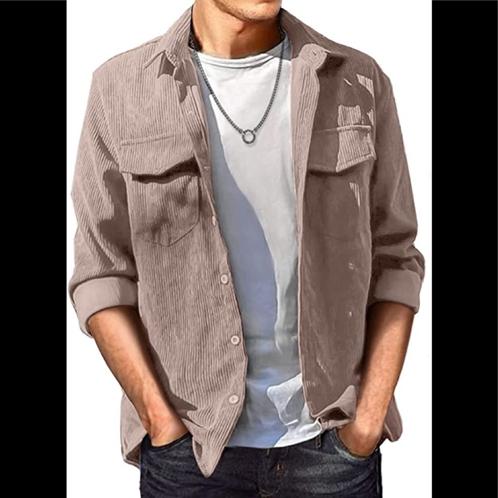 New Mens Lightweight Corduroy Jacket Button Closure Multiple Sizes